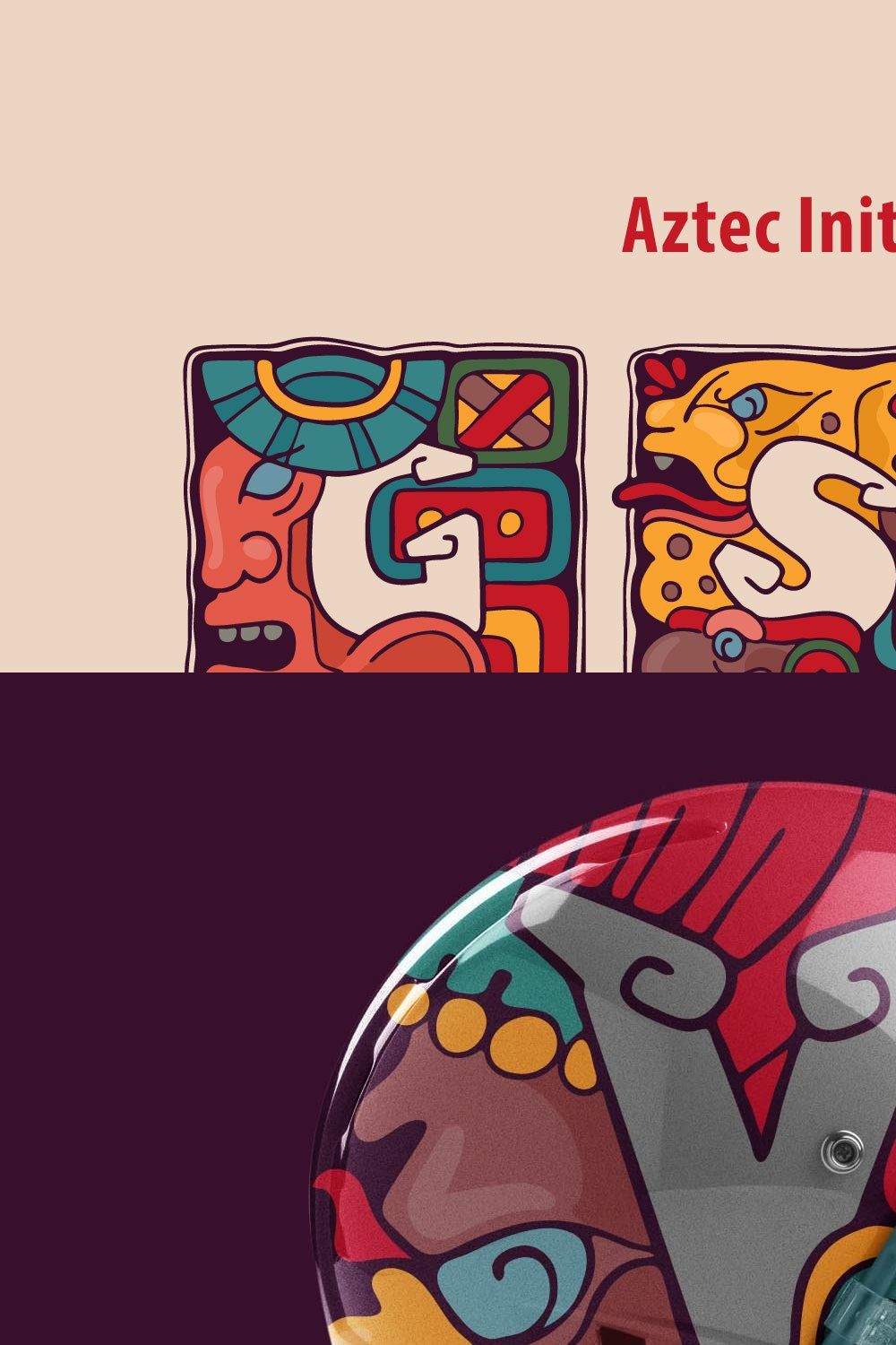 Aztec Initials Colored font pinterest preview image.