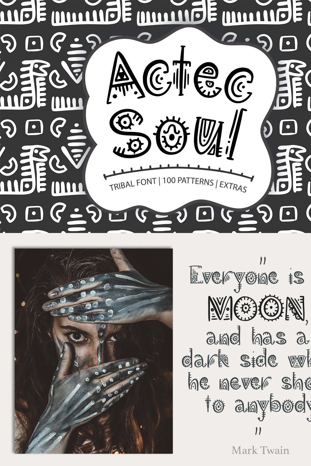 Aztec Soul. Font and 100+ graphics. pinterest preview image.