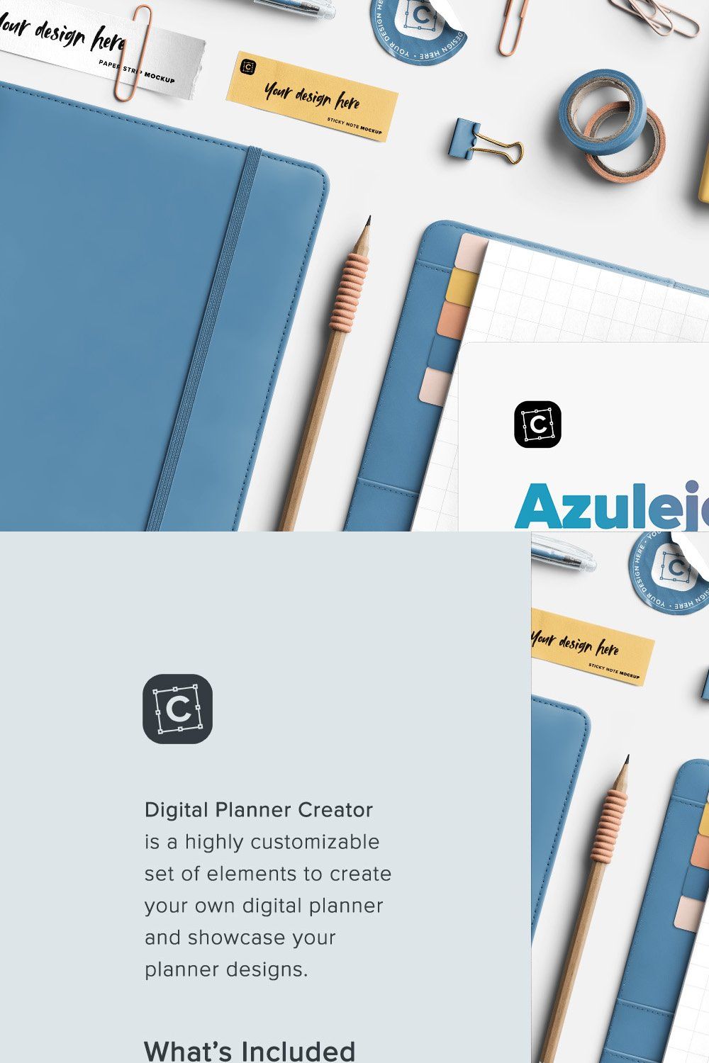 Azulejo - Digital Planner Creator pinterest preview image.