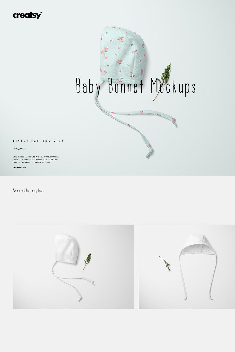 Baby Bonnet Mockup Set pinterest preview image.