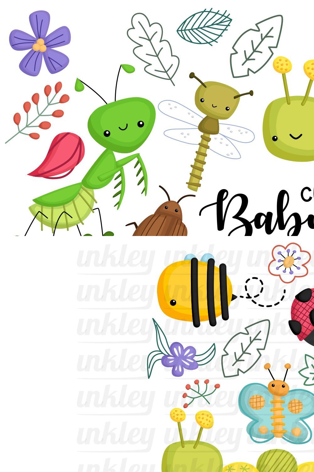 Baby Bug Clipart - Cute Bugs Types pinterest preview image.