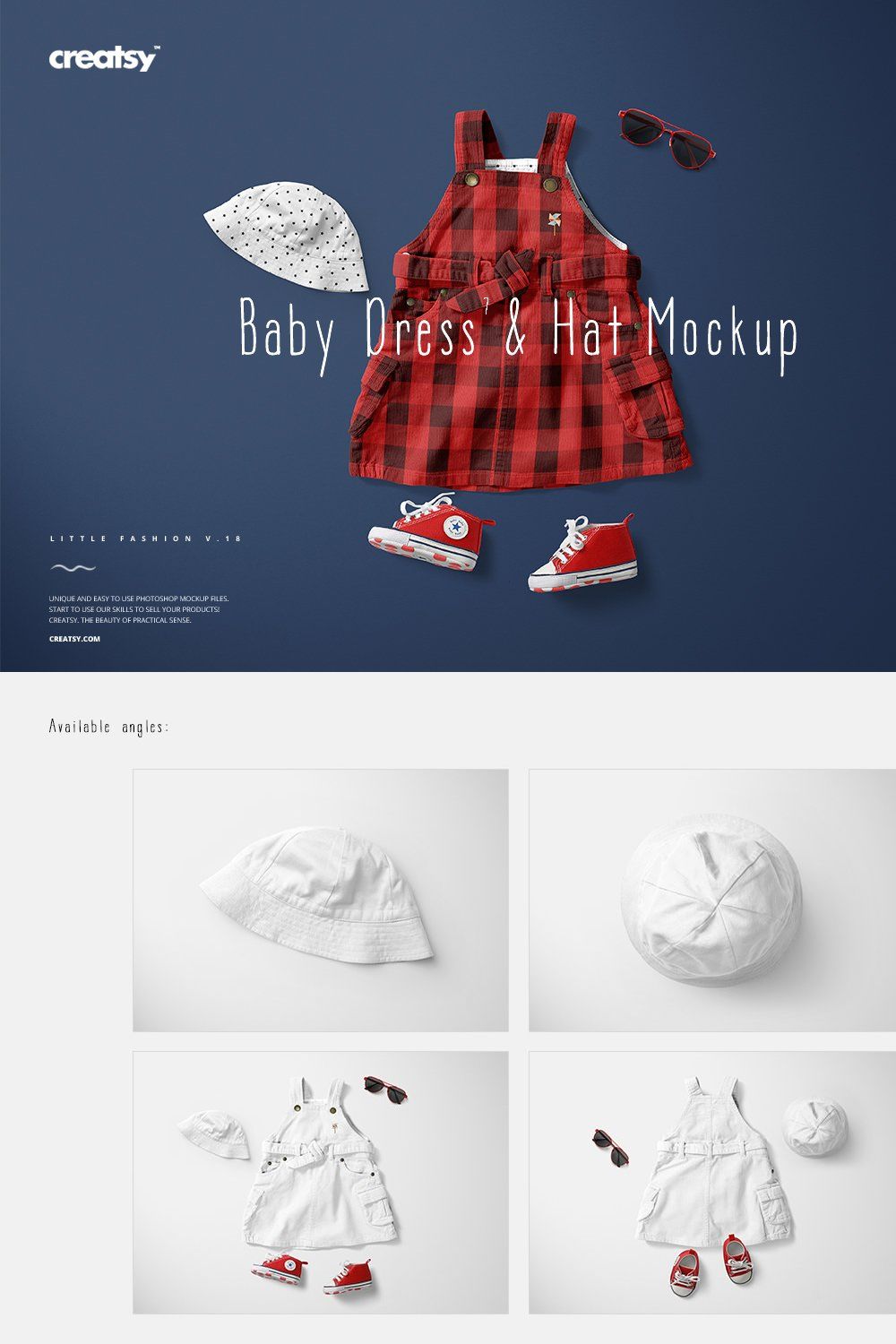 Baby Dress 7 & Hat Mockup Set pinterest preview image.