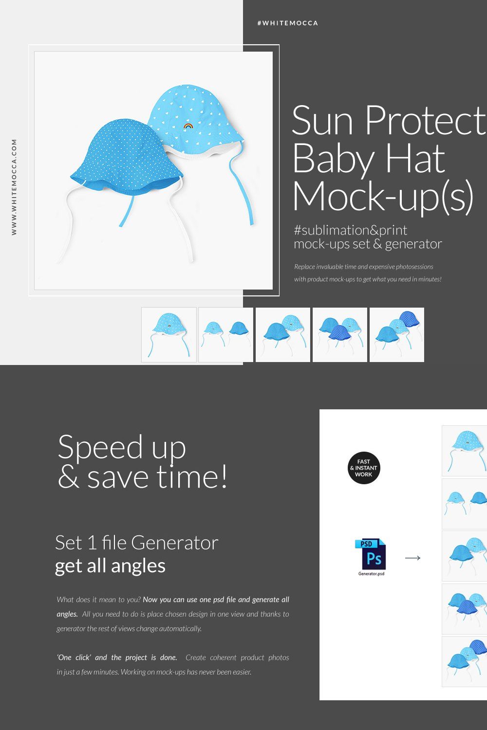 Baby Hat with Peak Mock-ups Set pinterest preview image.