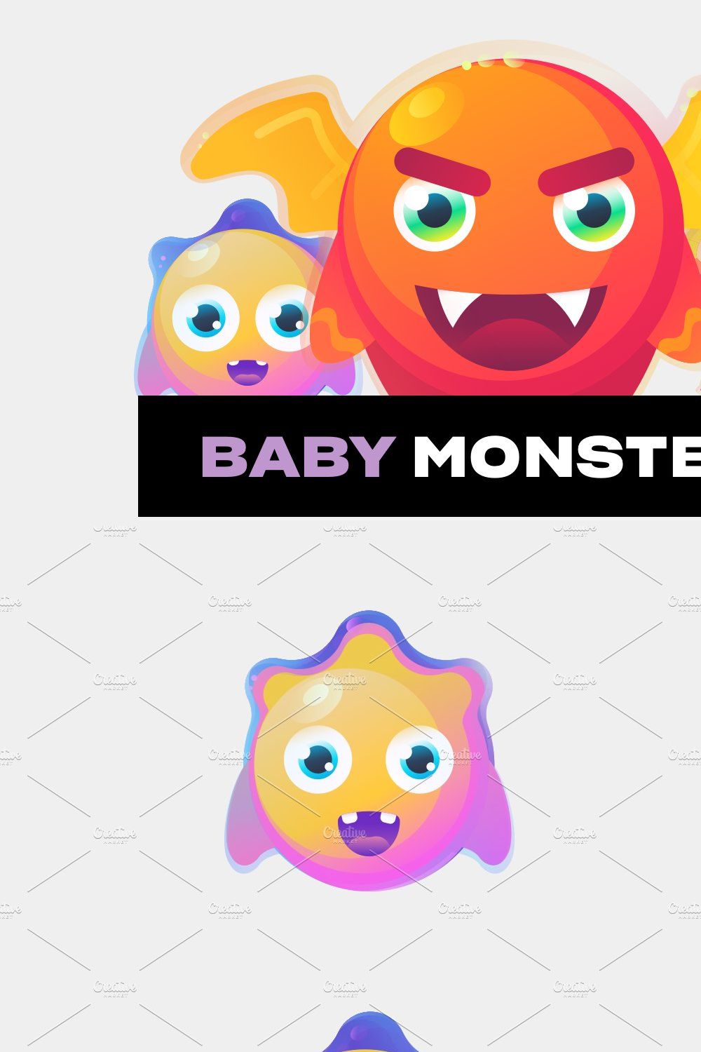 Baby Monsters SVG Bundle pinterest preview image.