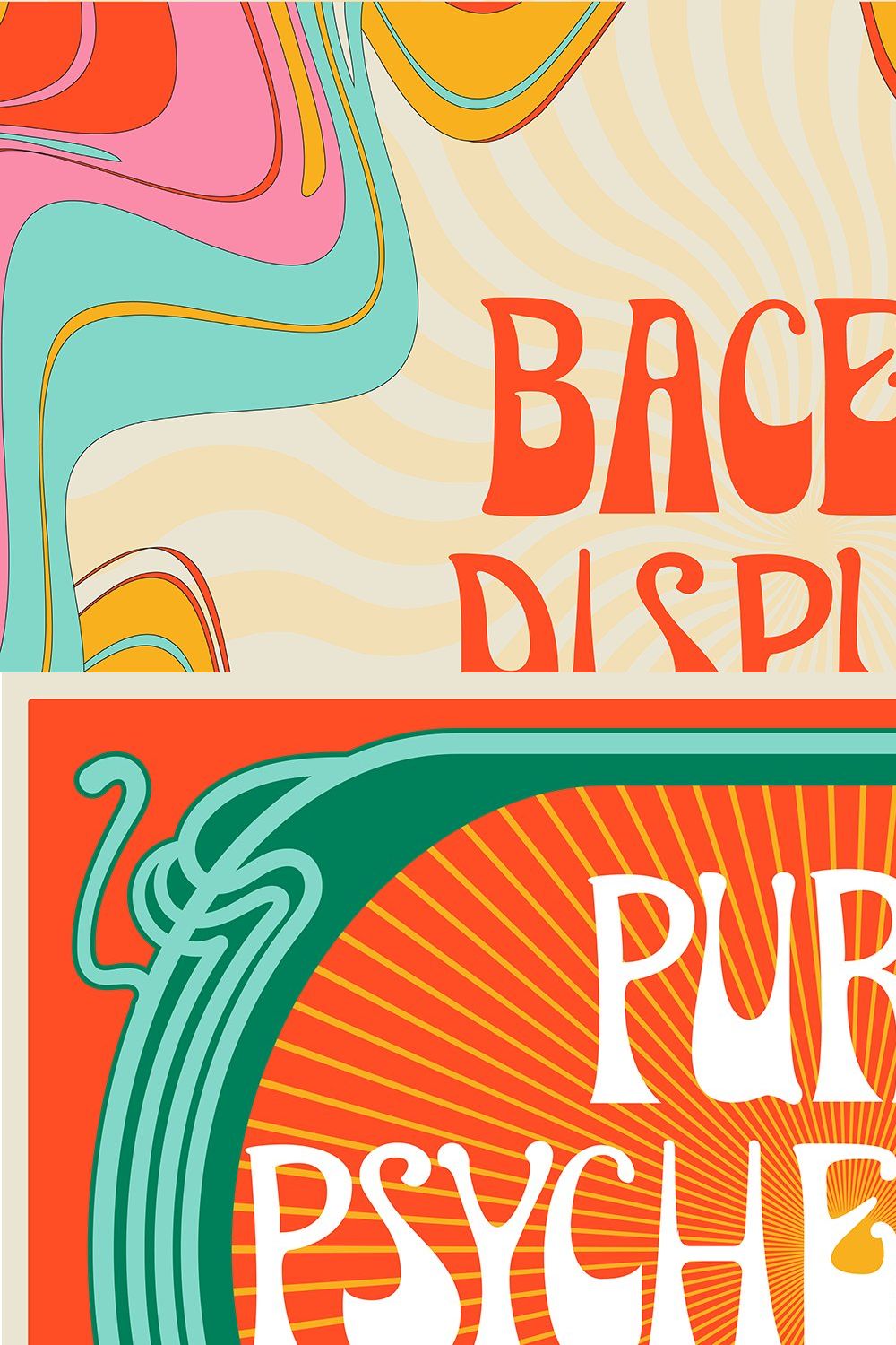 Bacesy Psychedelic Font pinterest preview image.