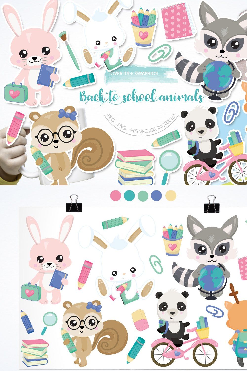 Back to School Animals pinterest preview image.