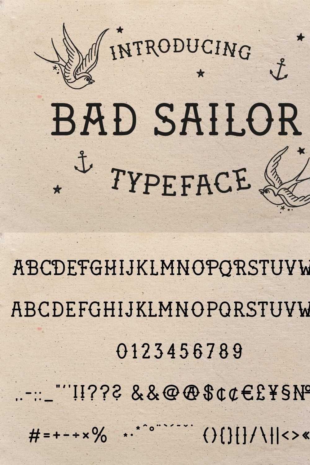 Bad Sailor Typeface pinterest preview image.