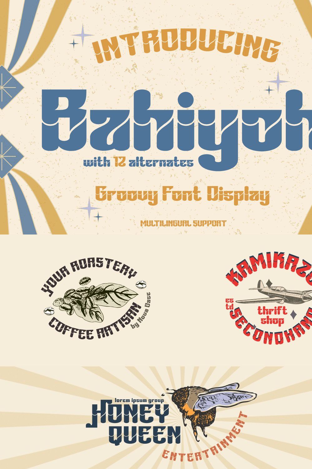 Bahiyoh | Groovy Retro Font pinterest preview image.