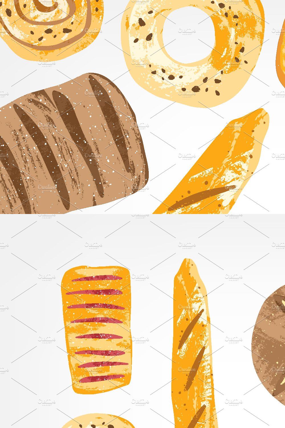 Bakery bundle and seamless pattern pinterest preview image.