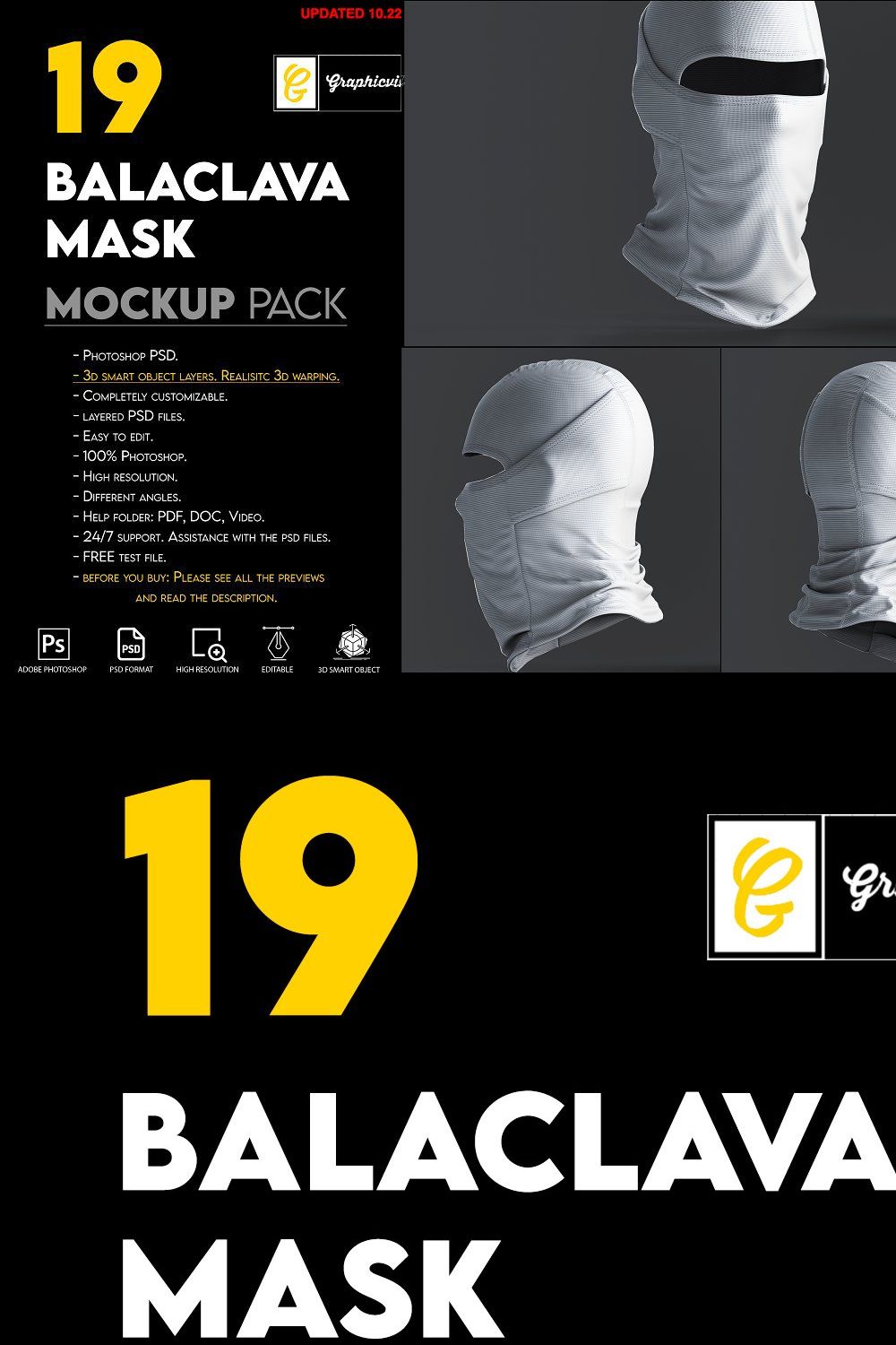 Balaclava Mask Mockup pinterest preview image.