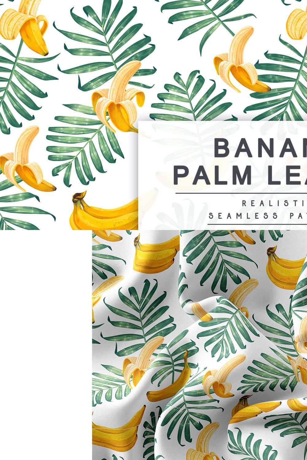 "Banana Palm Leaves" Pattern pinterest preview image.
