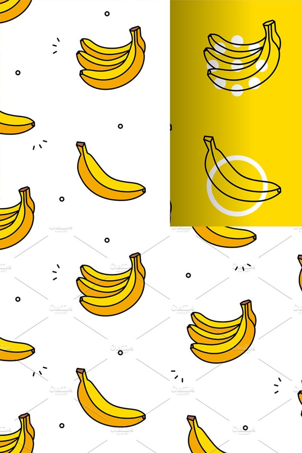 Banana seamless pattern pinterest preview image.