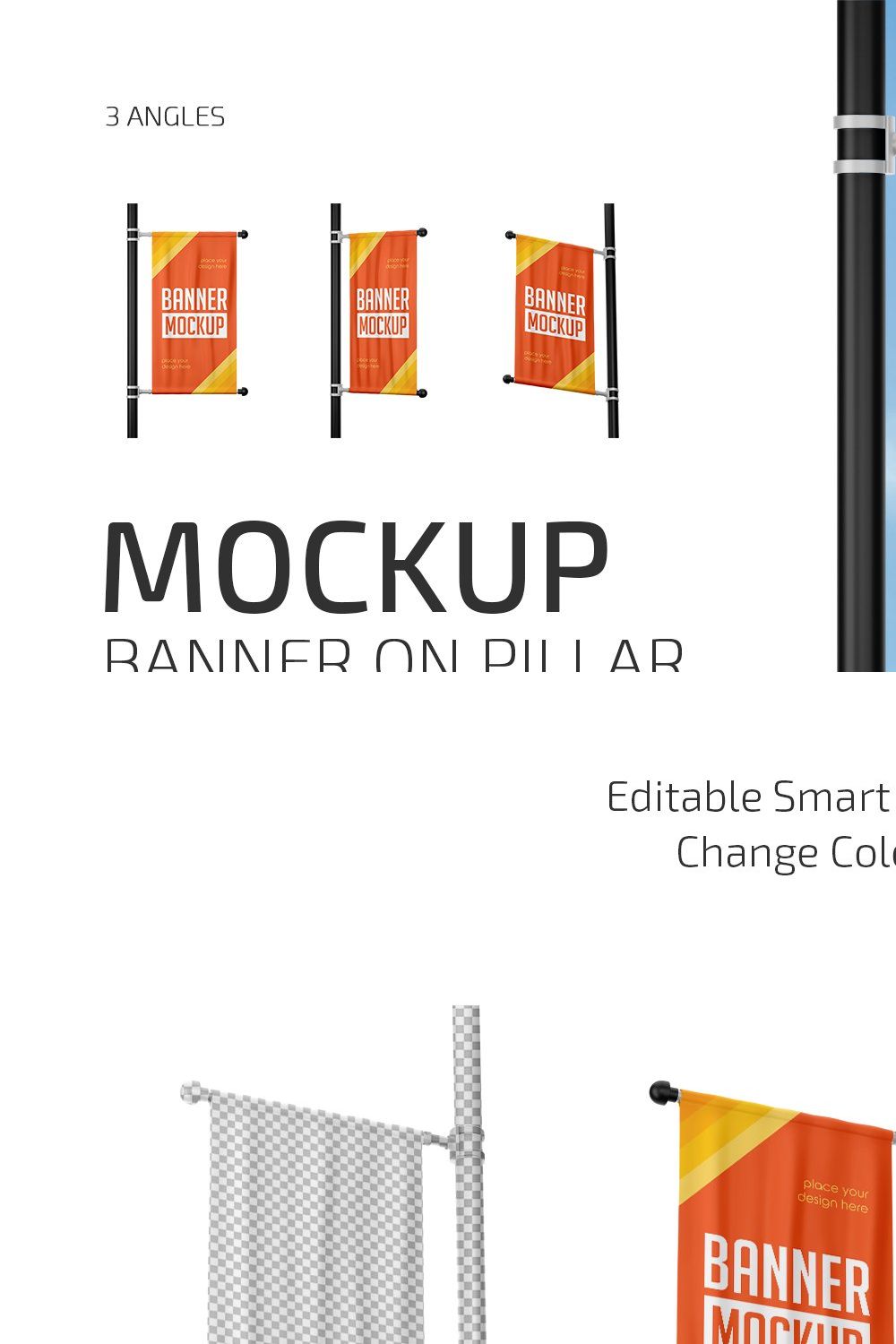 Banner on Pillar Mockup Set pinterest preview image.