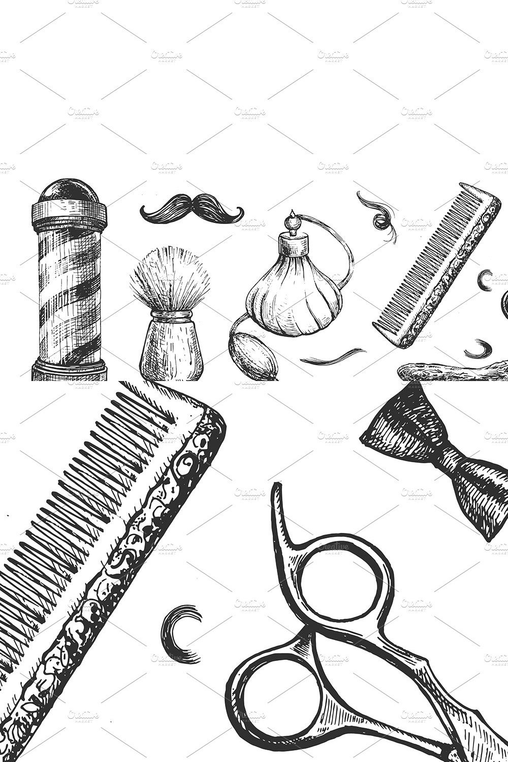 barbershop tools collection set pinterest preview image.