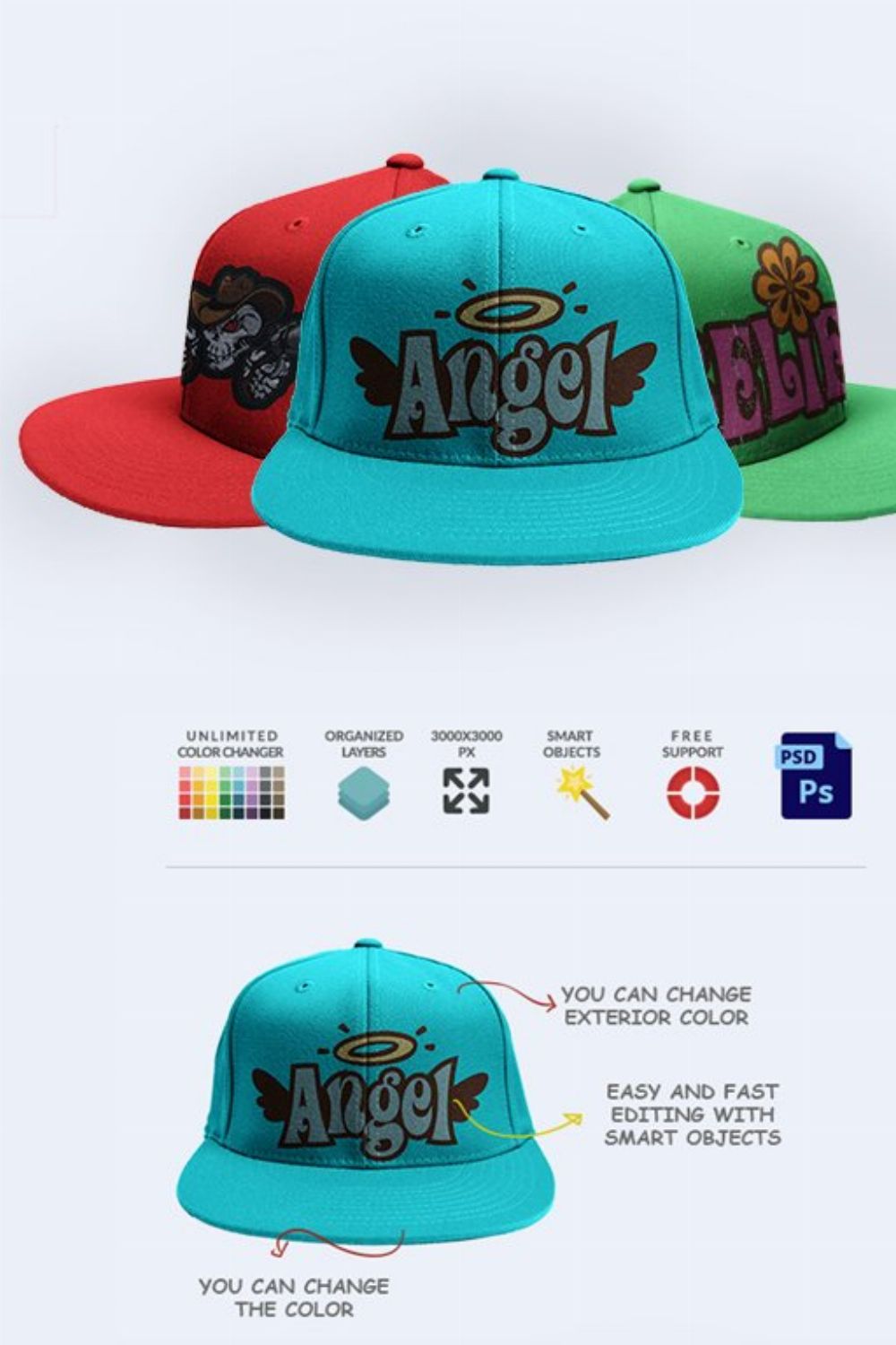 Baseball Cap Mock-up pinterest preview image.