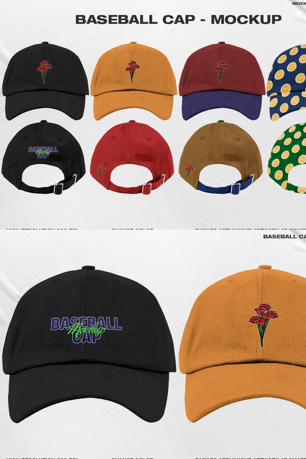 Baseball Cap - Mockup pinterest preview image.