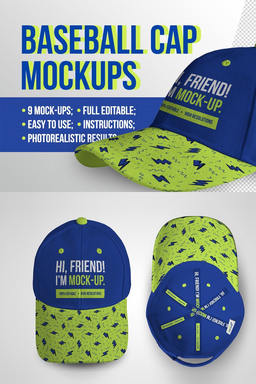 Baseball Cap Mockup pinterest preview image.