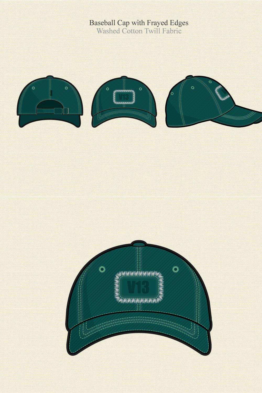 Baseball Cap Vector Template pinterest preview image.