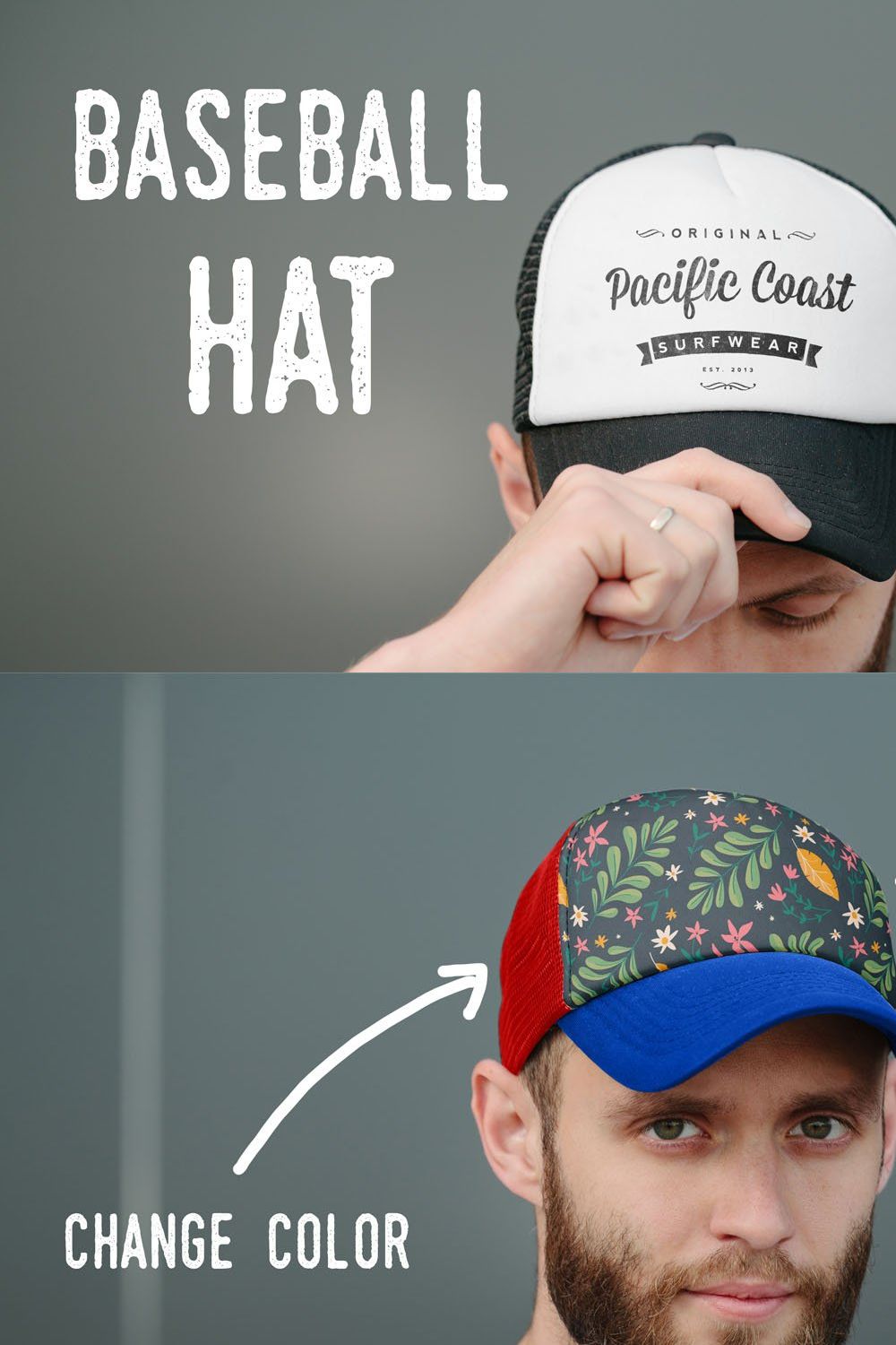 Baseball Hat Mock Up PACK 18 pinterest preview image.