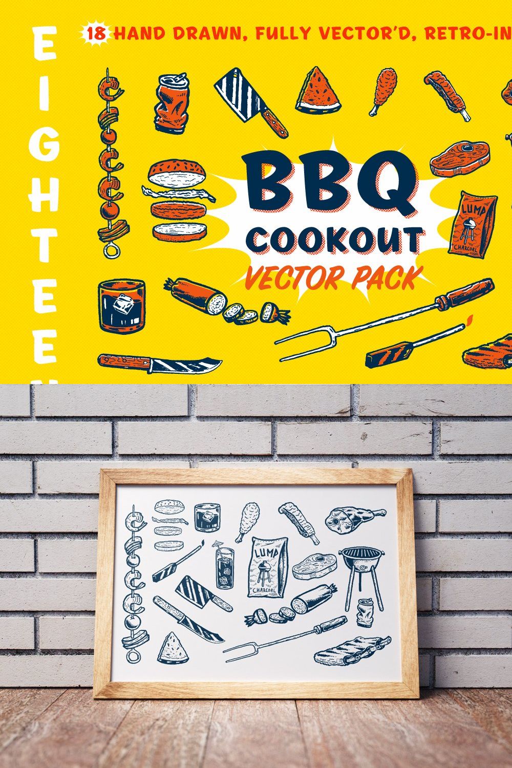 BBQ Cookout Vector Set pinterest preview image.