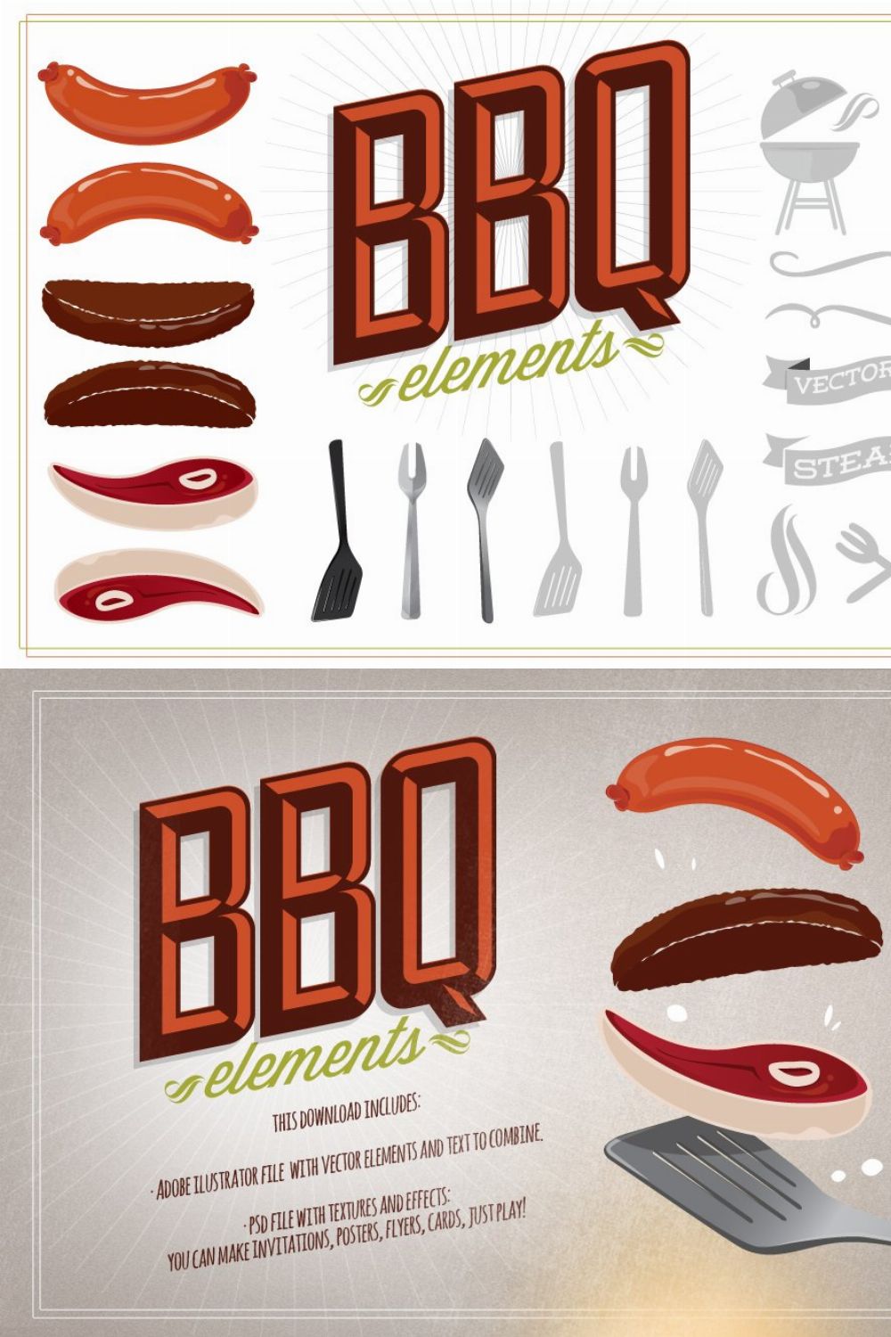 BBQ vector elements pinterest preview image.