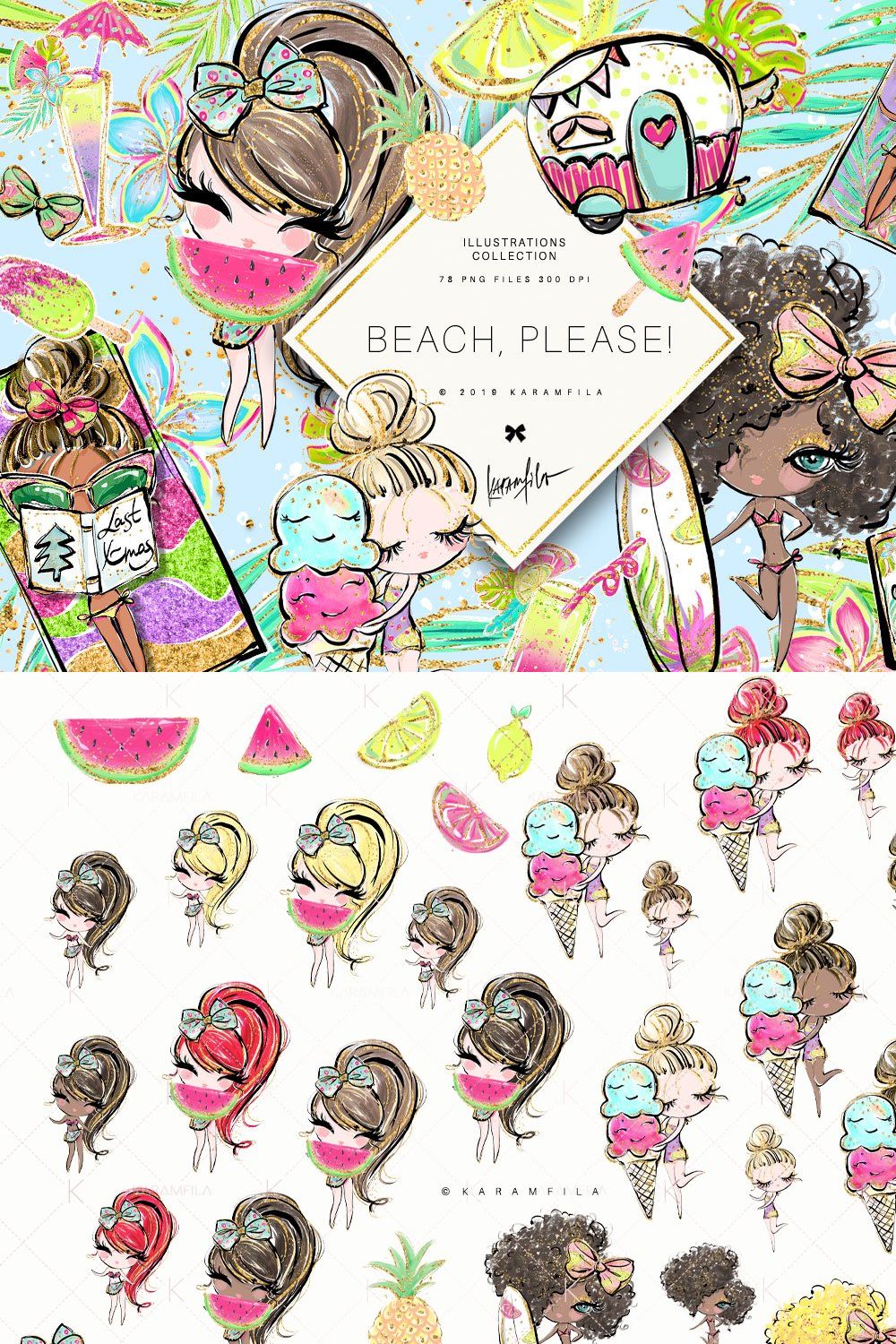 Beach Clipart pinterest preview image.