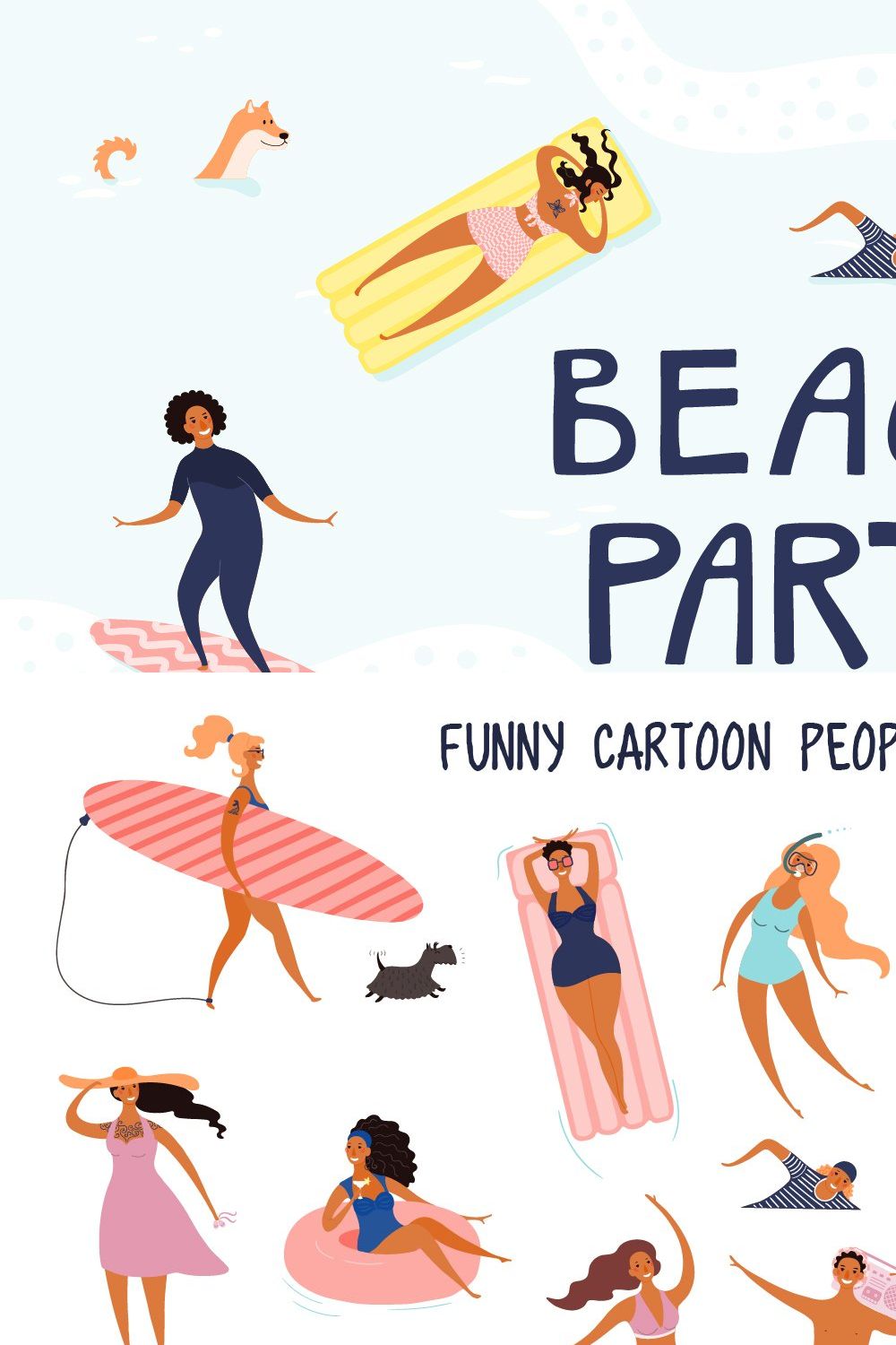 Beach Party, Summer Vector Graphics pinterest preview image.
