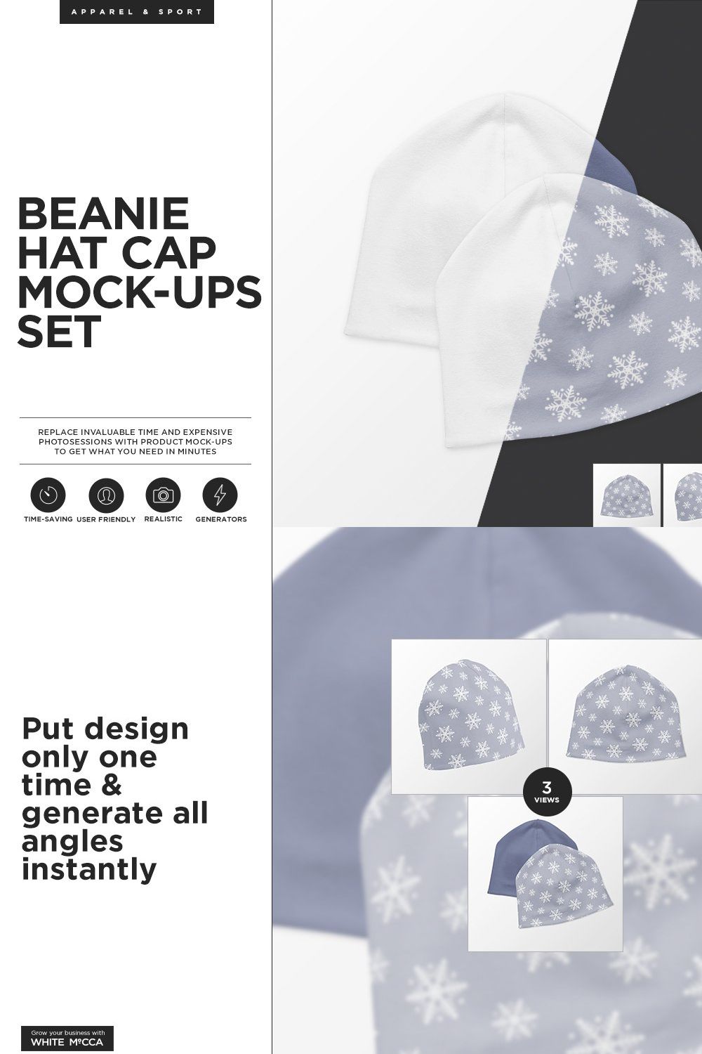 Beanie Hat Mock-ups Generator pinterest preview image.