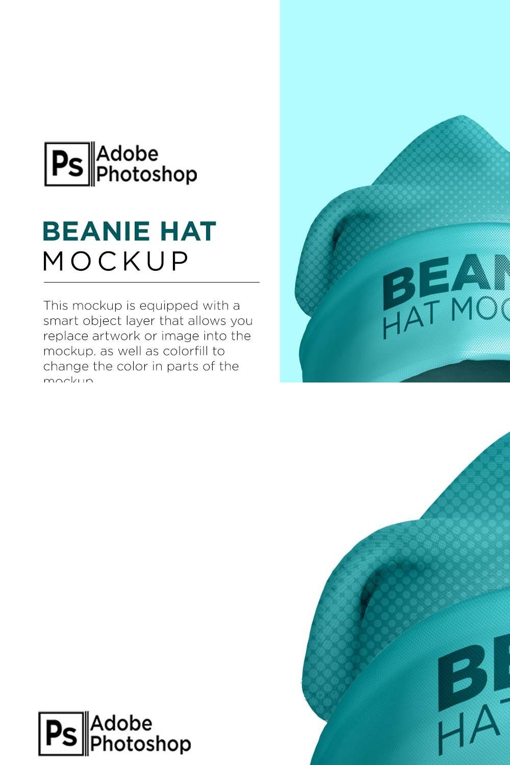 Beanie Hat Mockup pinterest preview image.