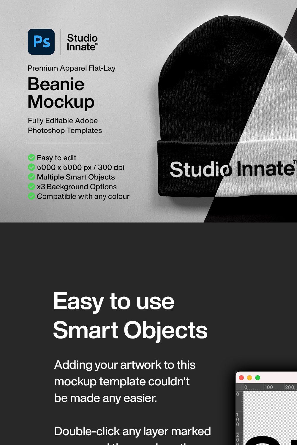 Beanie Mockup pinterest preview image.