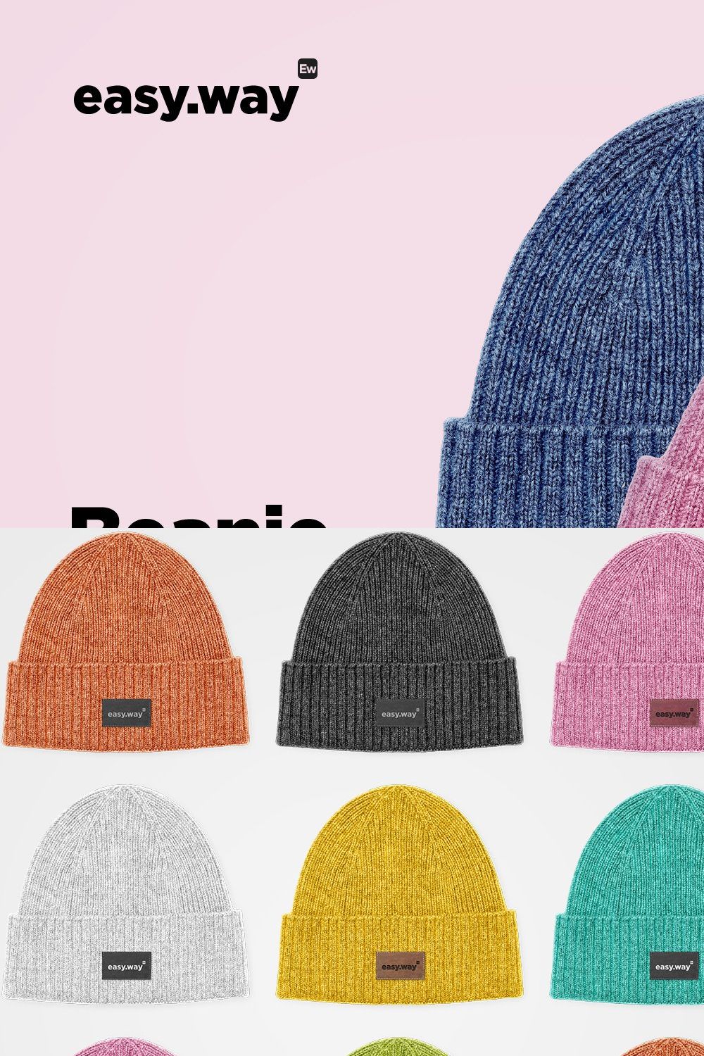Beanie PSD Mockup pinterest preview image.