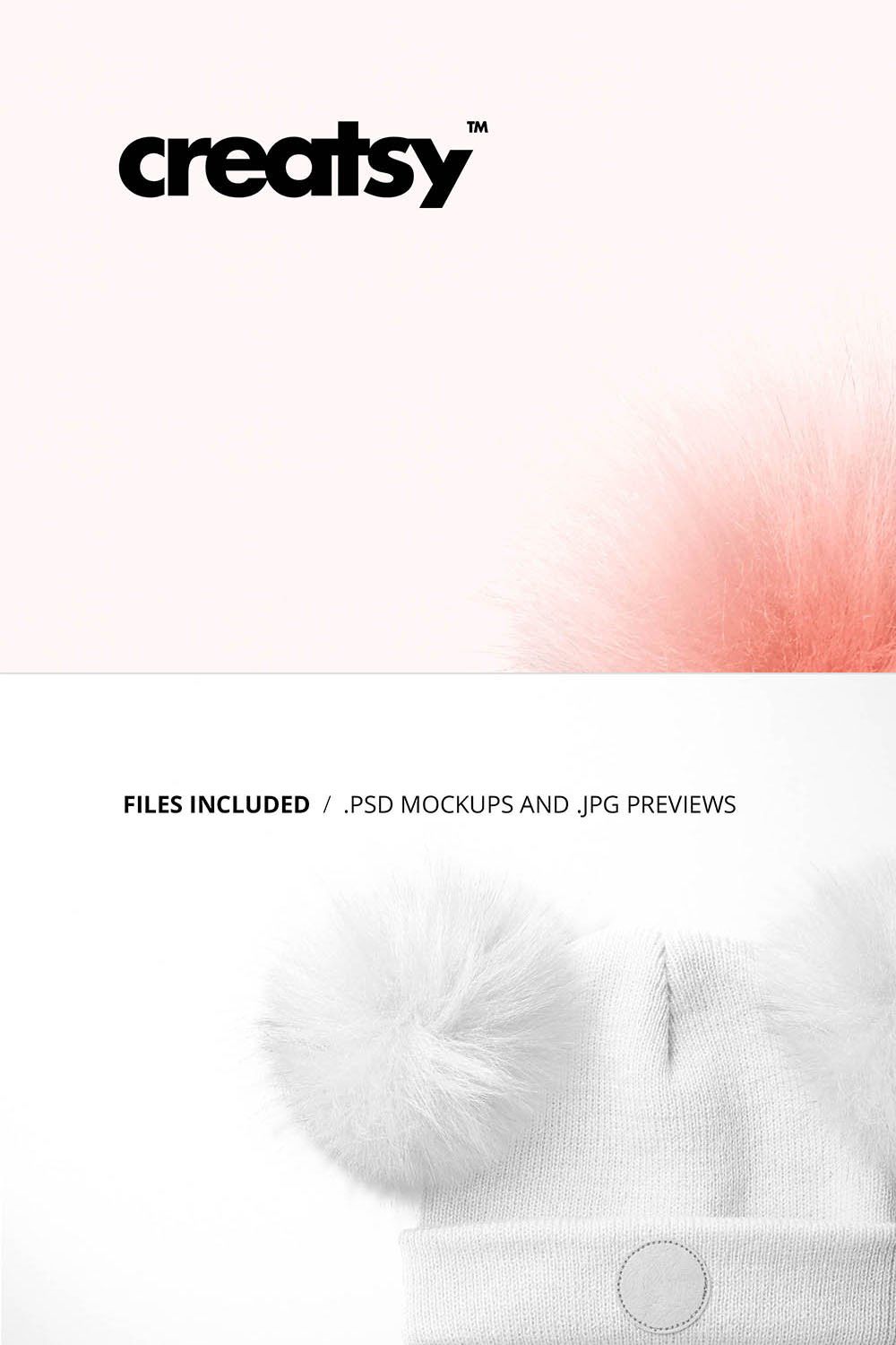 Beanie with Fur Pompons Mockup Set pinterest preview image.