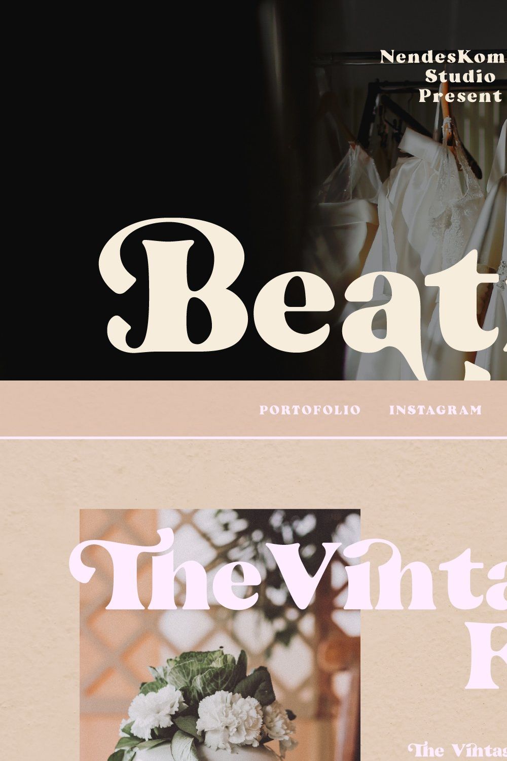 Beatrice - Retro Serif Font pinterest preview image.