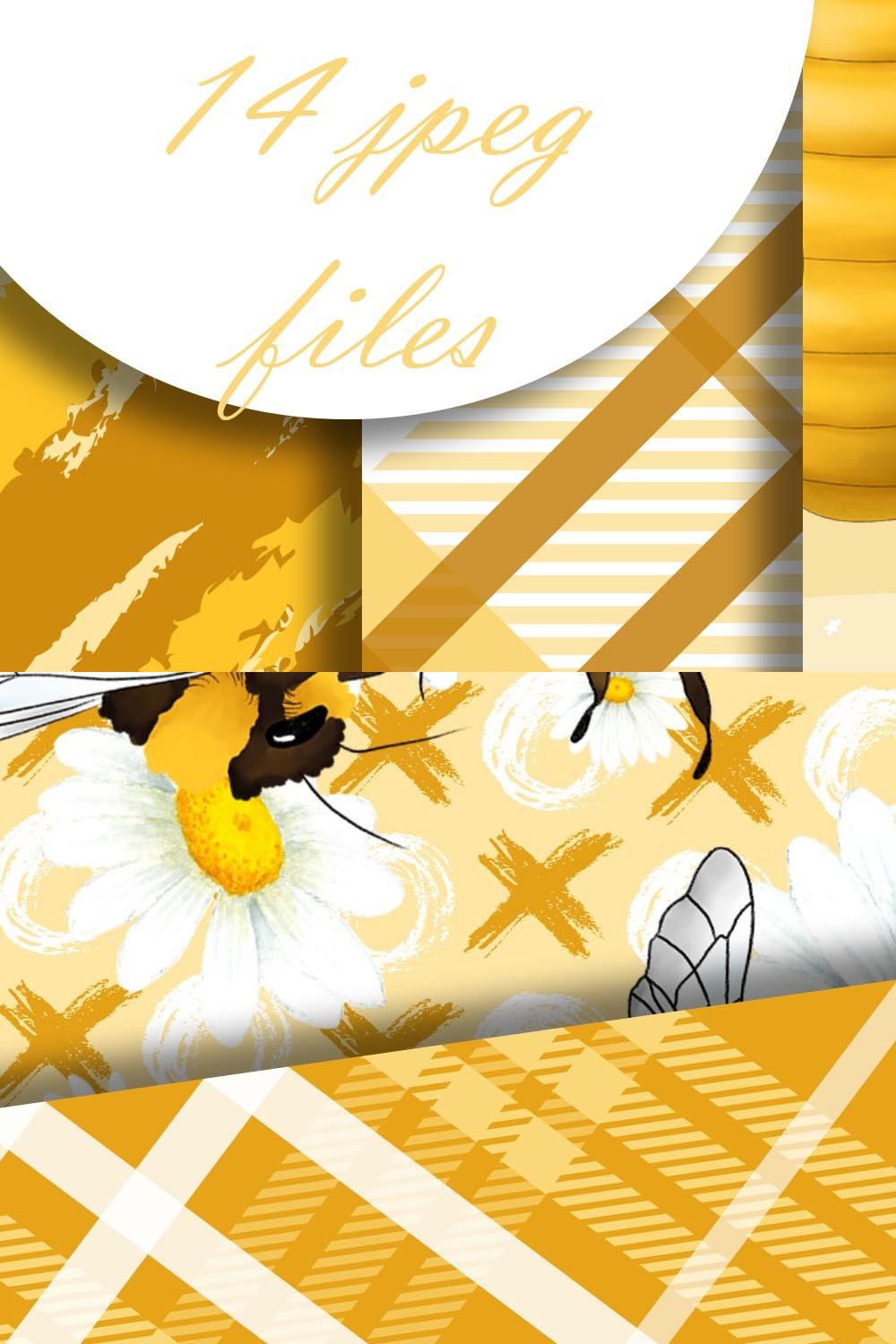 Bee digital paper pinterest preview image.