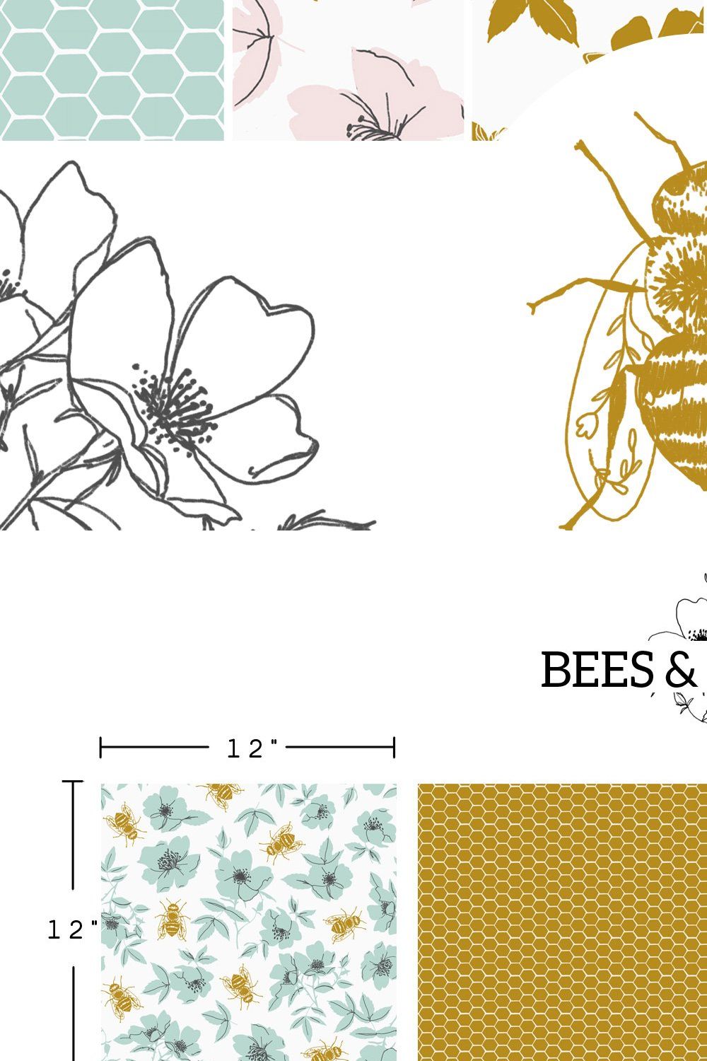 Bees & Blooms - Honeybees and Roses pinterest preview image.