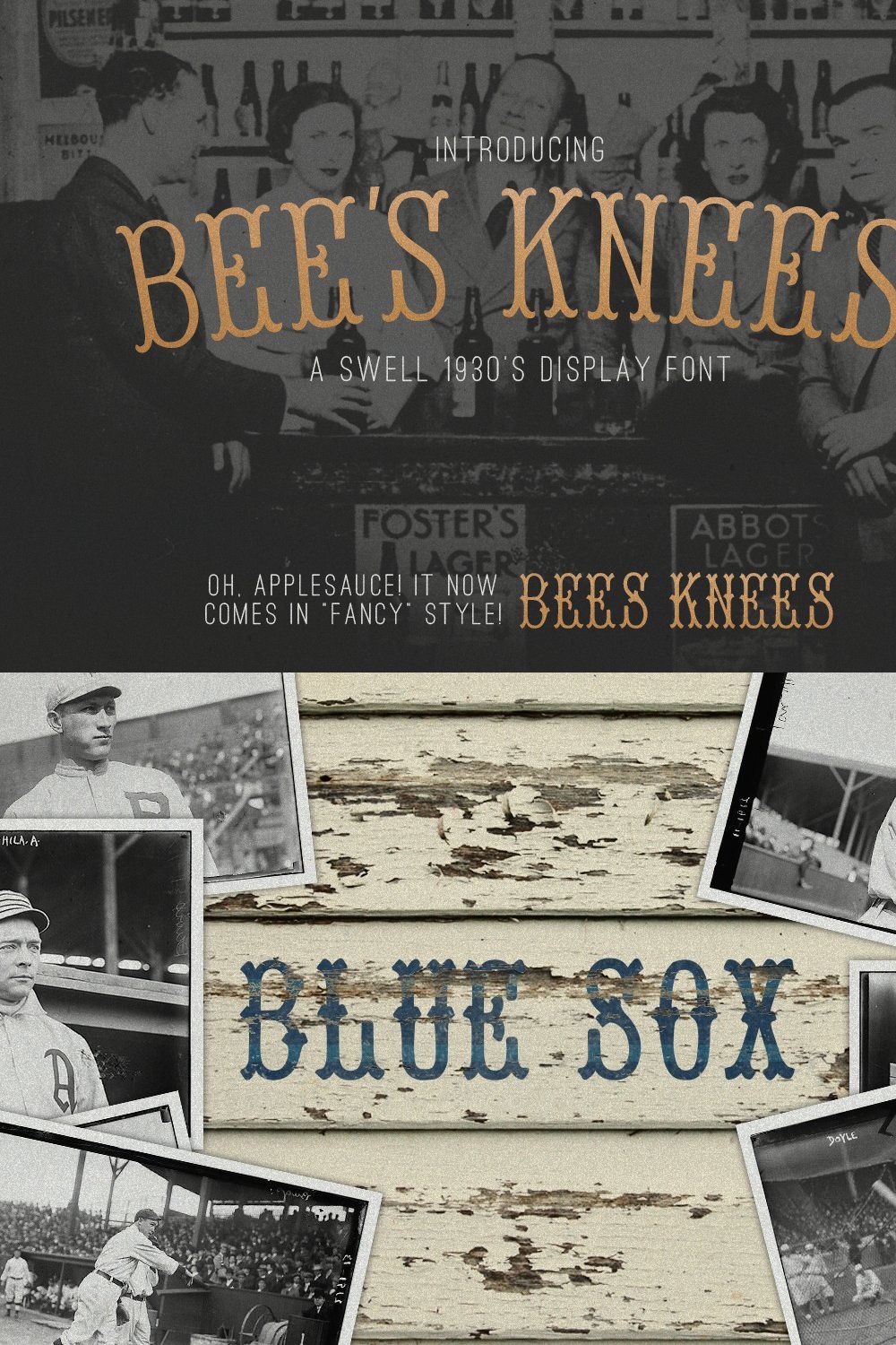 Bee's Knees Font pinterest preview image.