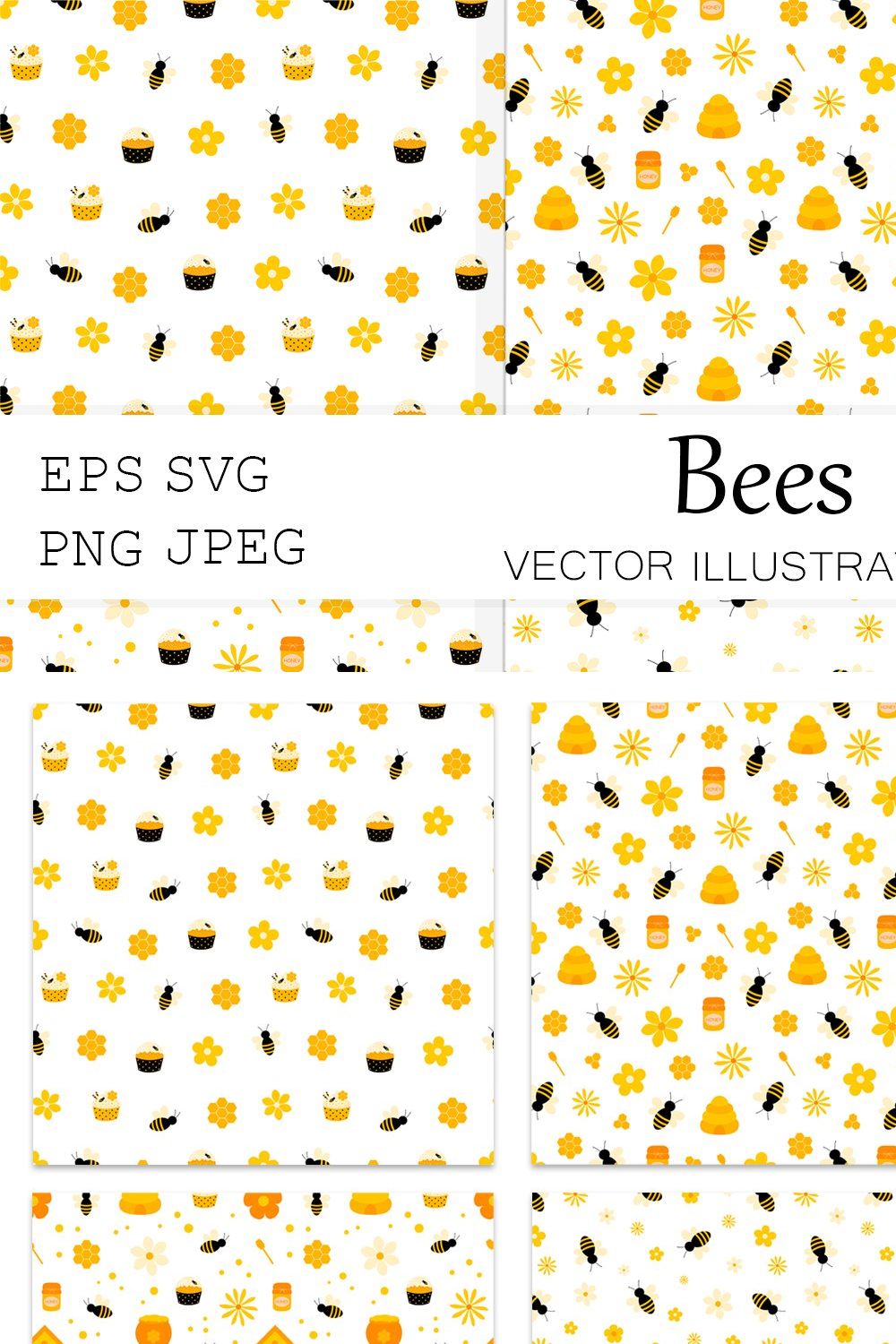 Bees pattern. Honey pattern. Bee SVG pinterest preview image.