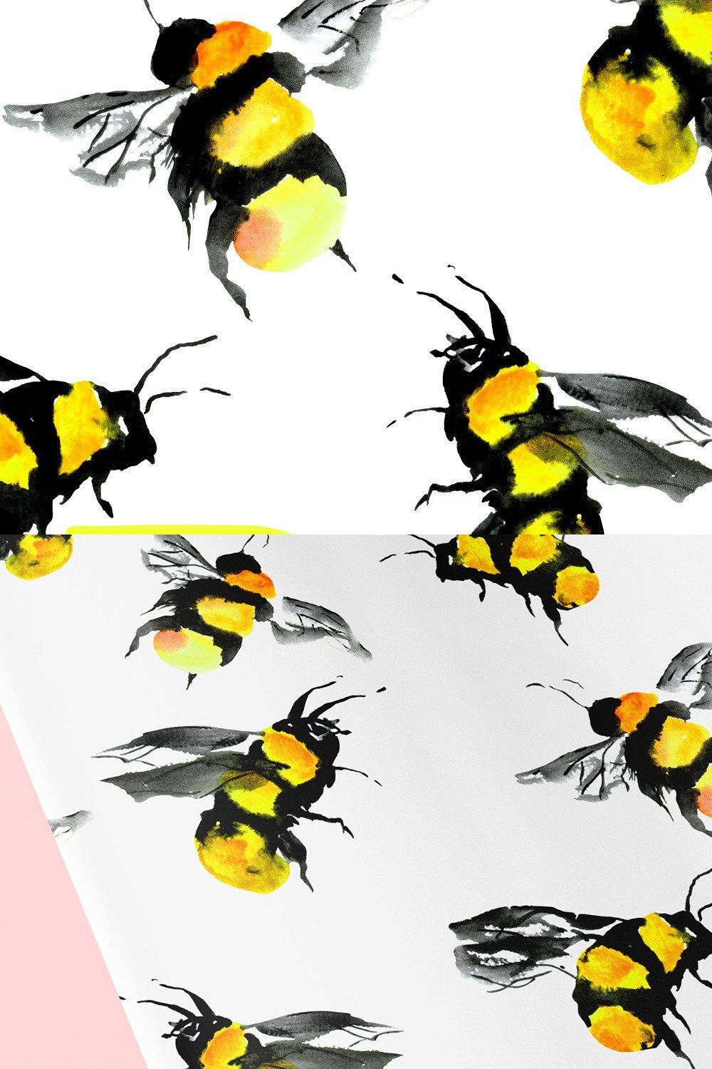 Bees Seamless Pattern pinterest preview image.