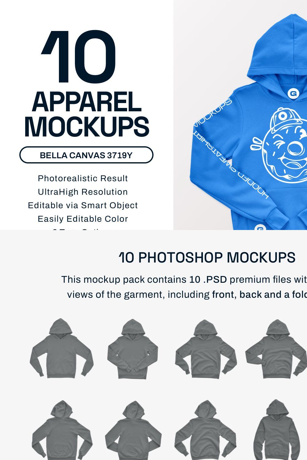 Bella Canvas Youth Pullover Mockups pinterest preview image.