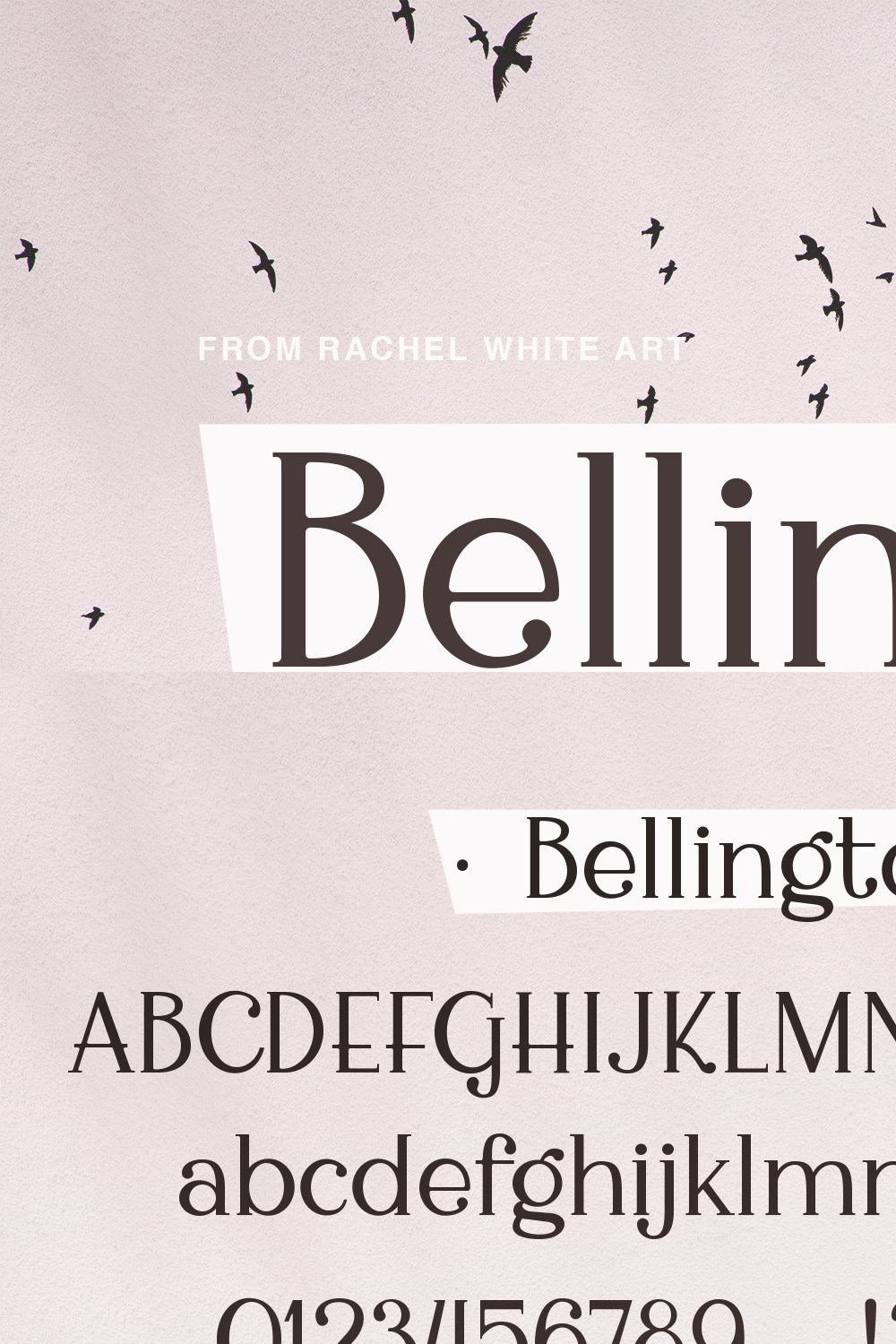 Bellington, a charming serif font pinterest preview image.