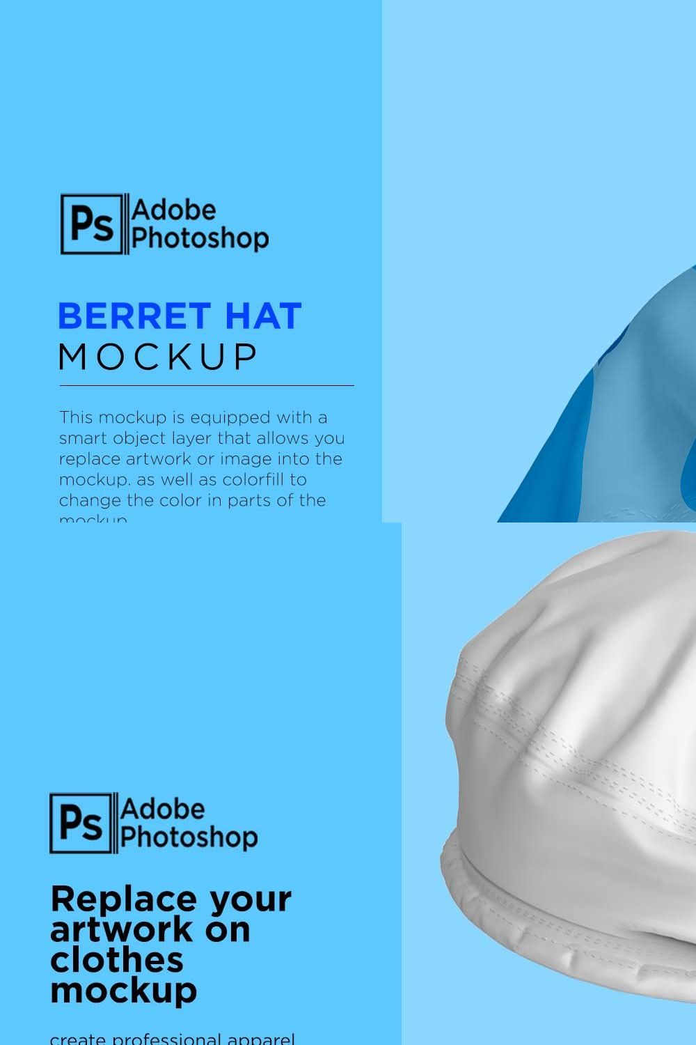 Berret Hat Mockup pinterest preview image.
