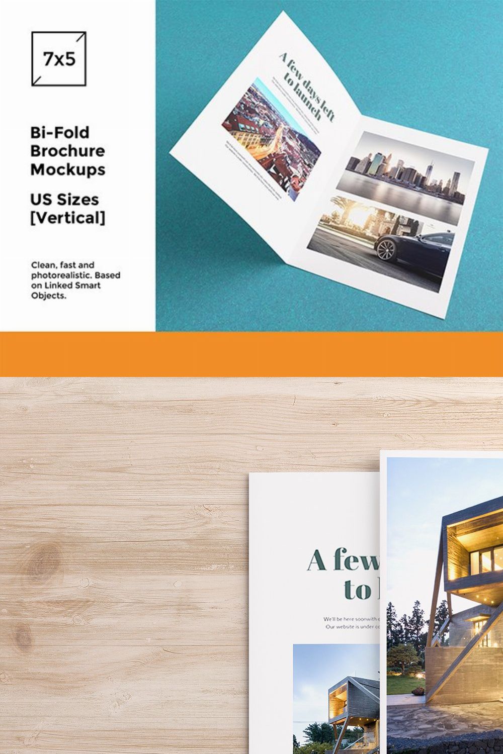 Bi-Fold Brochure / Flyer Mockups pinterest preview image.