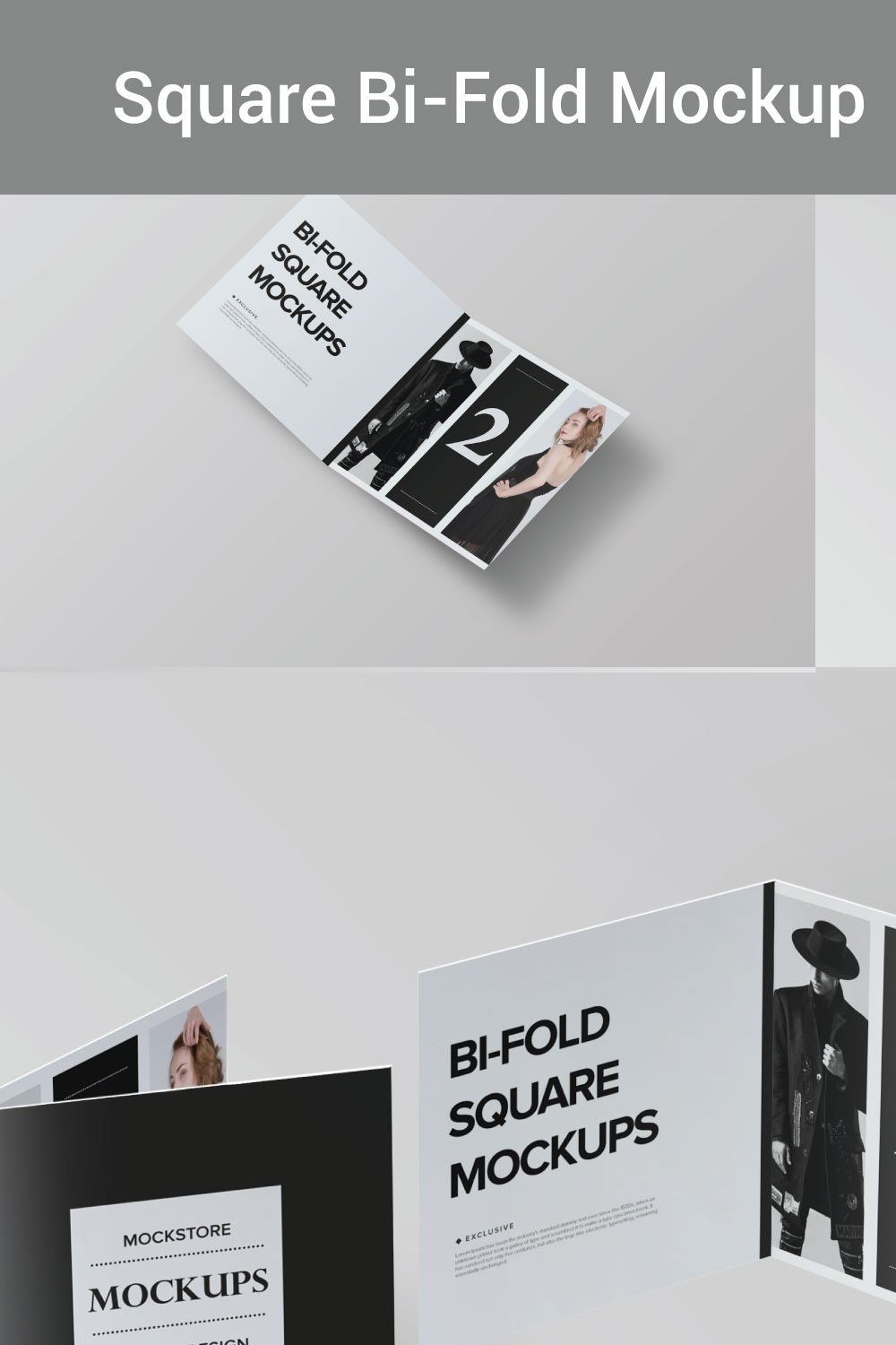 Bi-Fold Brochure Mockup 8 Style pinterest preview image.