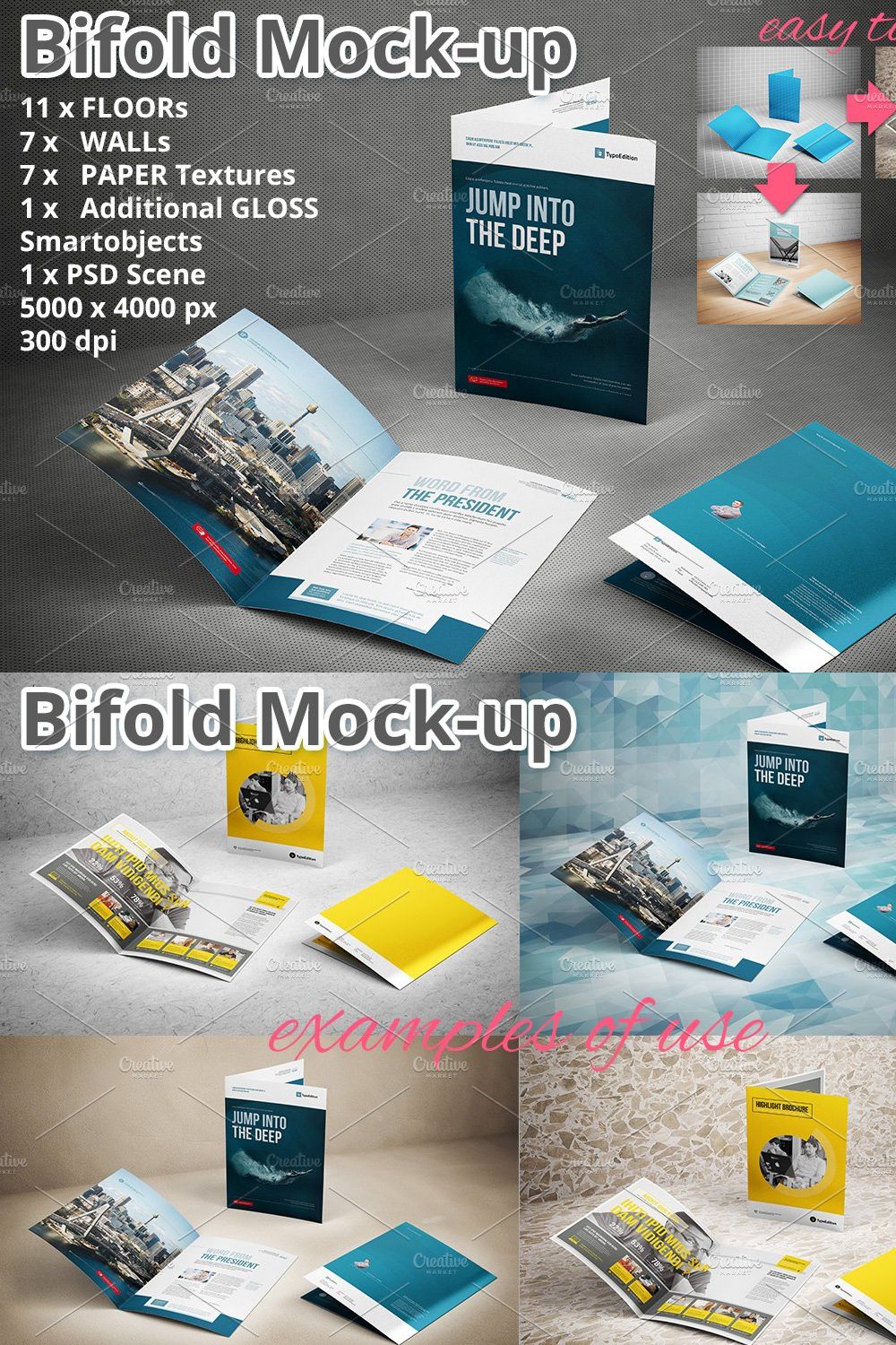 Bifold Brochure Mockup pinterest preview image.