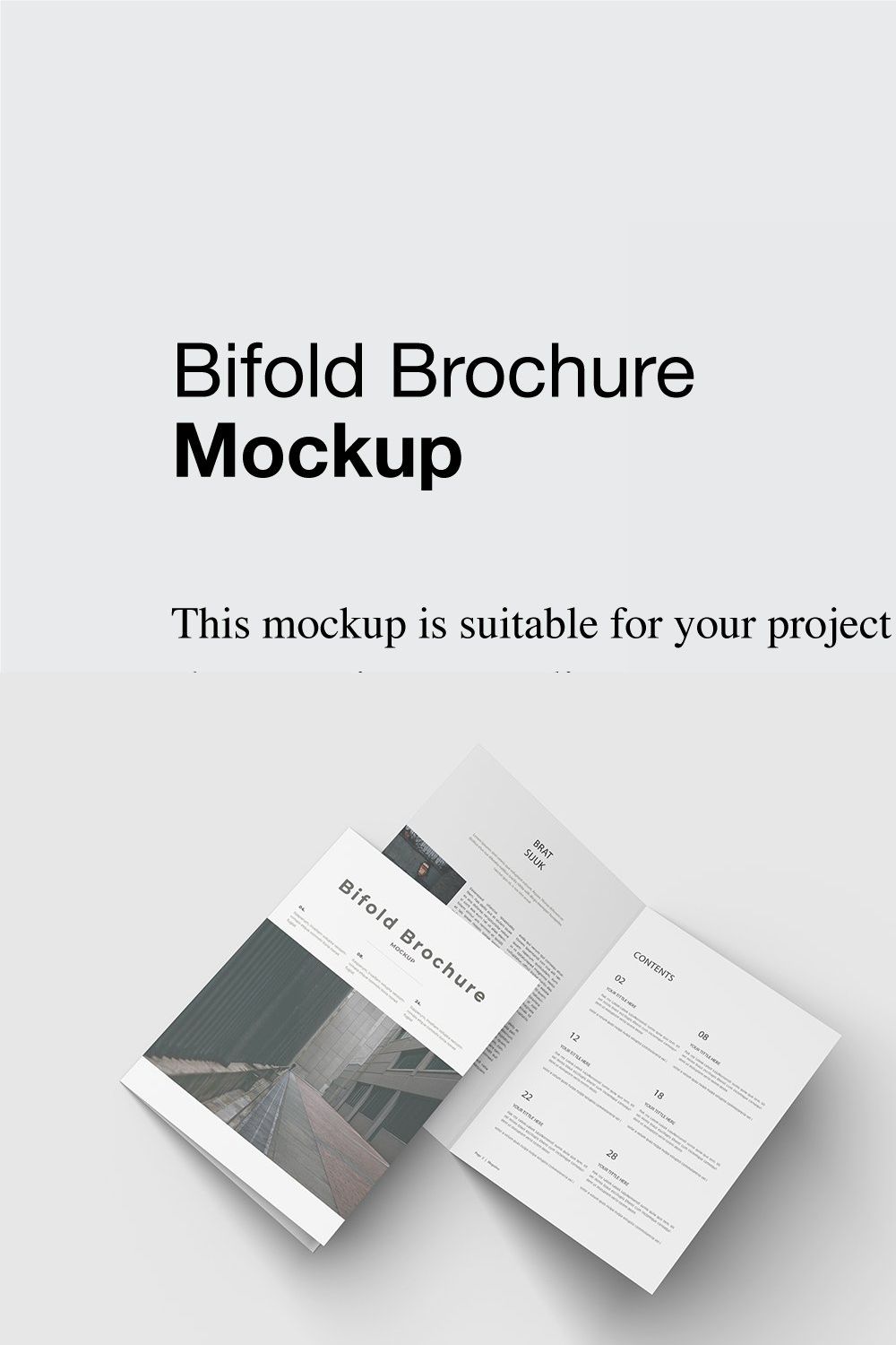 Bifold Brochure Mockup pinterest preview image.