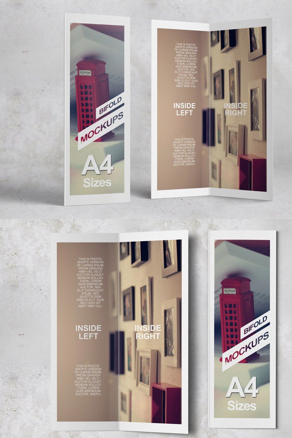 Bifold Brochure Mockups pinterest preview image.