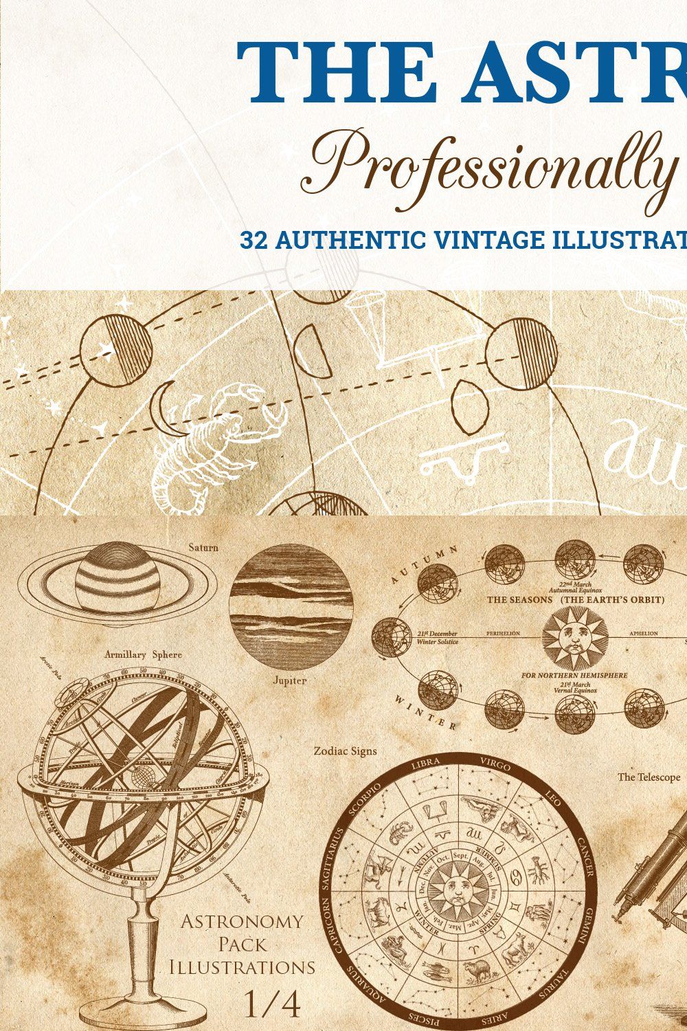 Big Astronomy Illustration Pack pinterest preview image.