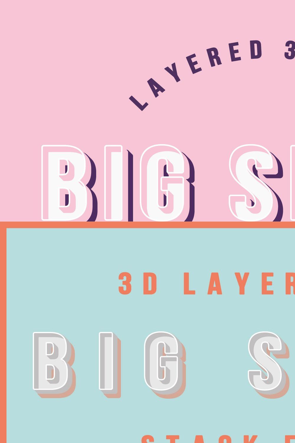 BIG SHOW - Layered 3D font pinterest preview image.