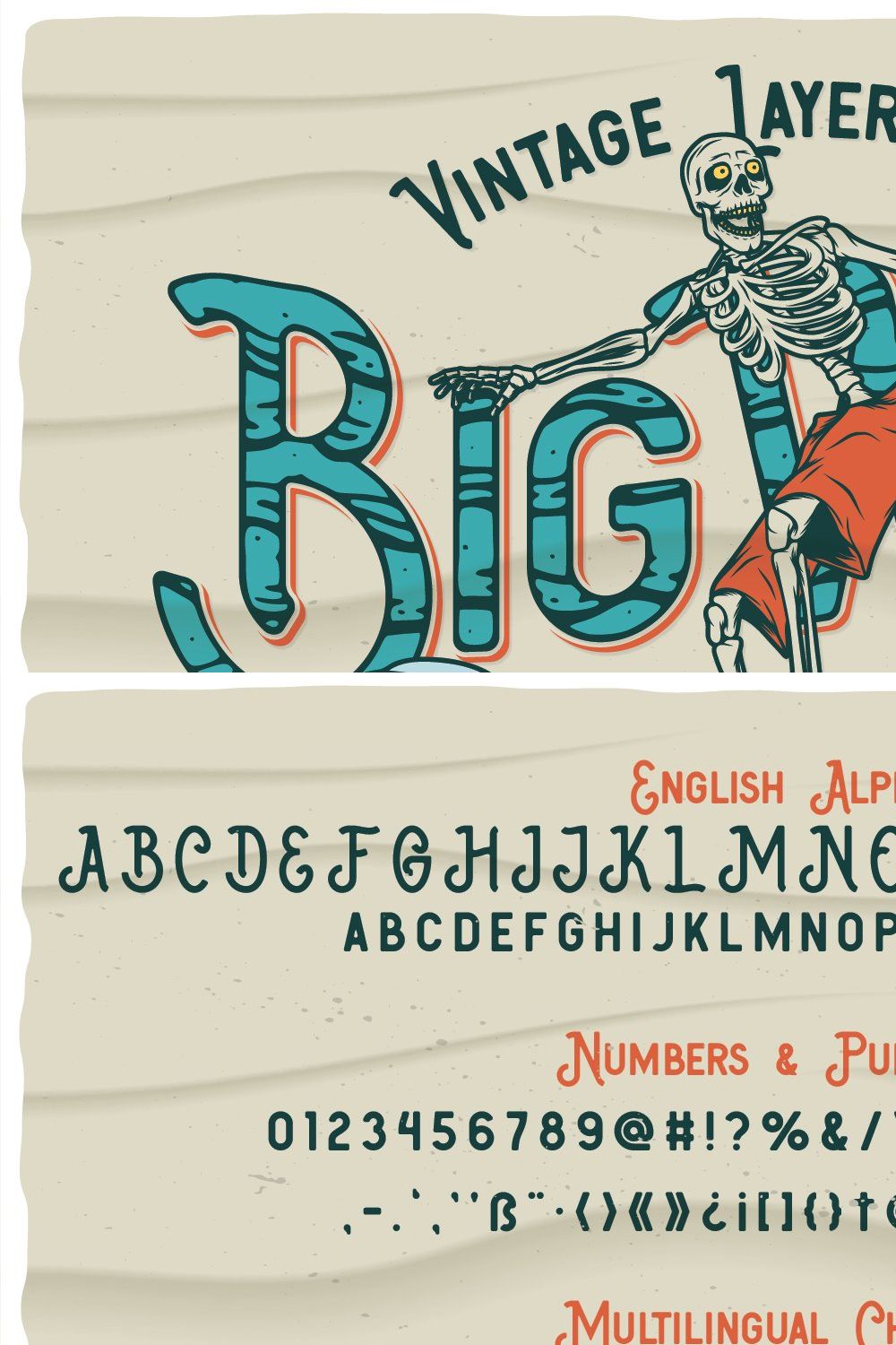 Big Wave Layered Font pinterest preview image.