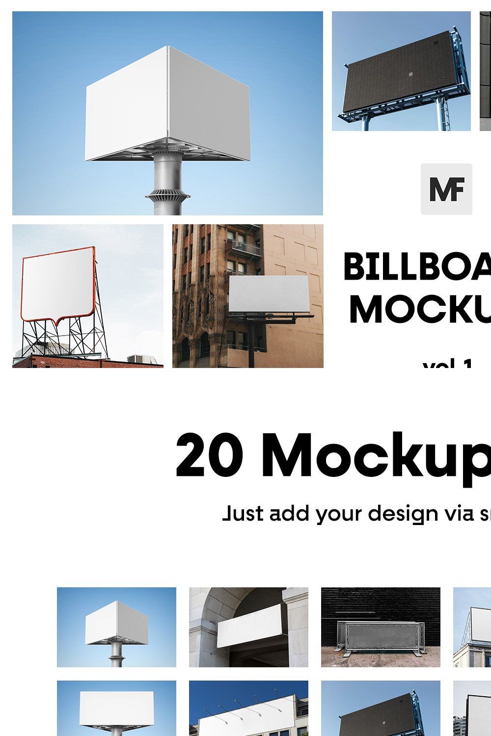 Billboard and Flag Mockups vol.1 pinterest preview image.